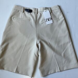 ZARA Man NWT Relaxed Fit Cotton beige tan Shorts Size 31  pleated